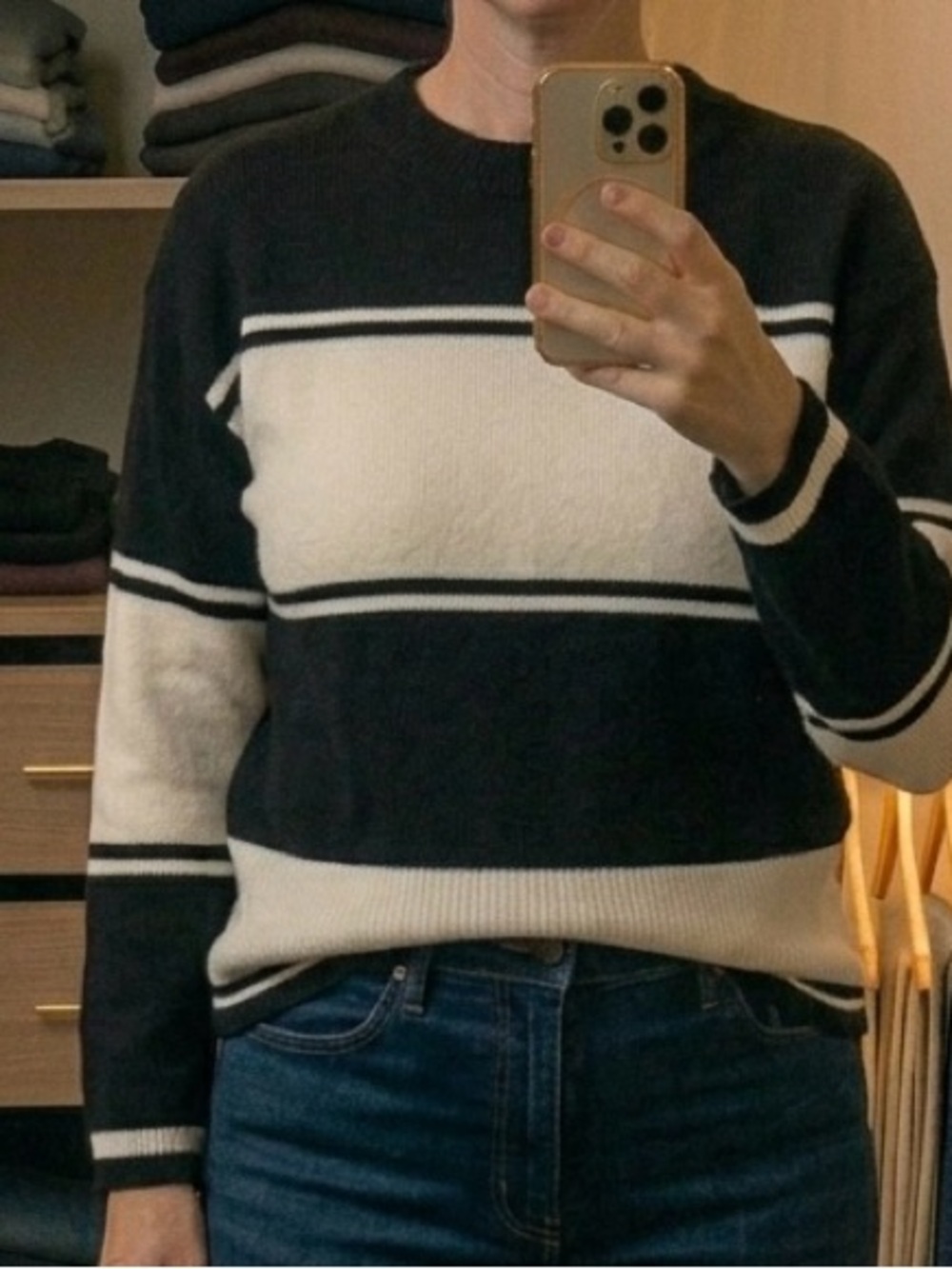 H&M Black Ribbed Knit Crewneck Top